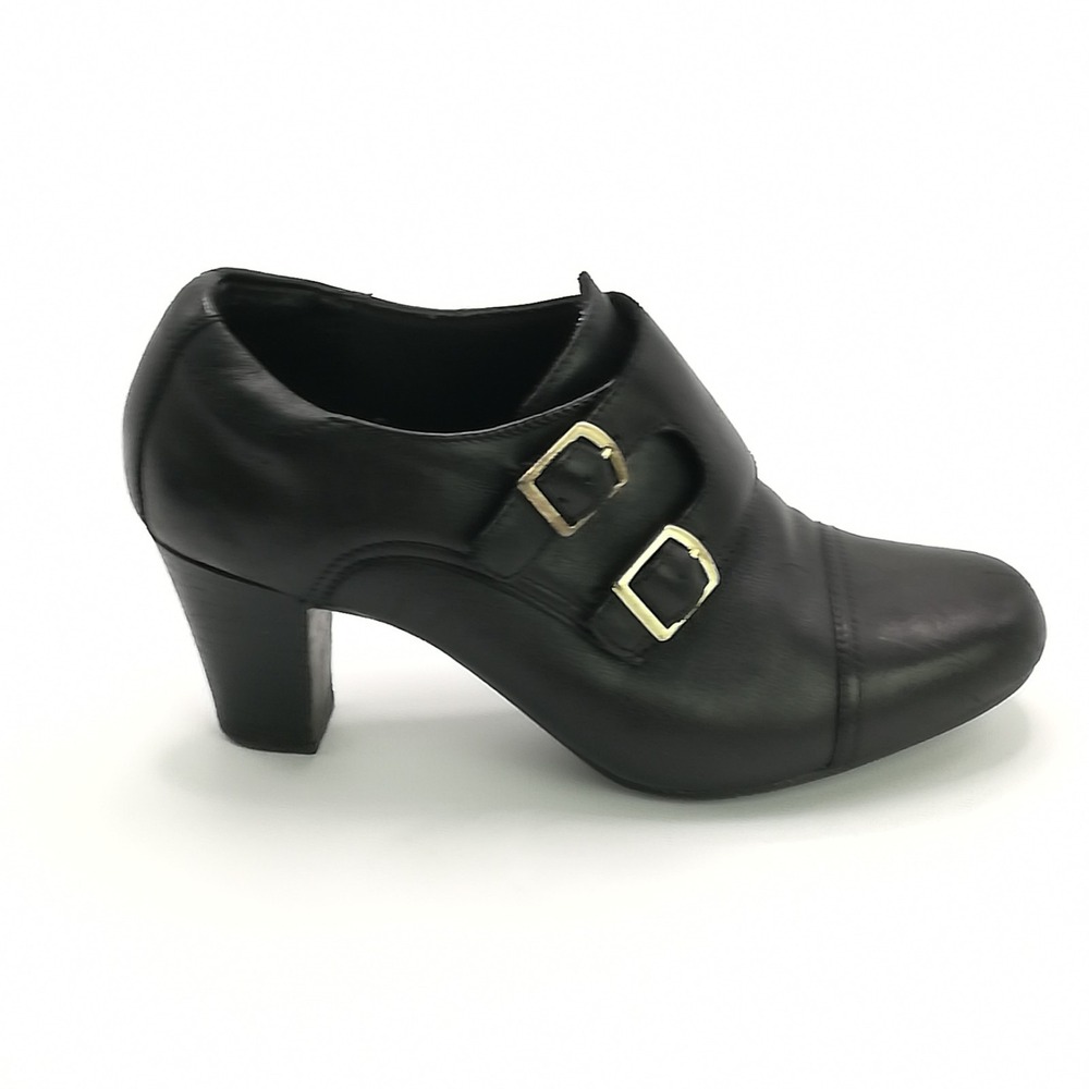 Clarks Shoes Womens Ankle Booties Bendables Black Leather Monk Strap Slip On‎ 7